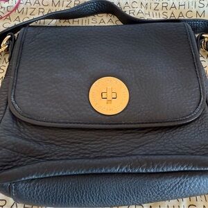 Isaac Mizrahi Black Leather Crossbody Bag